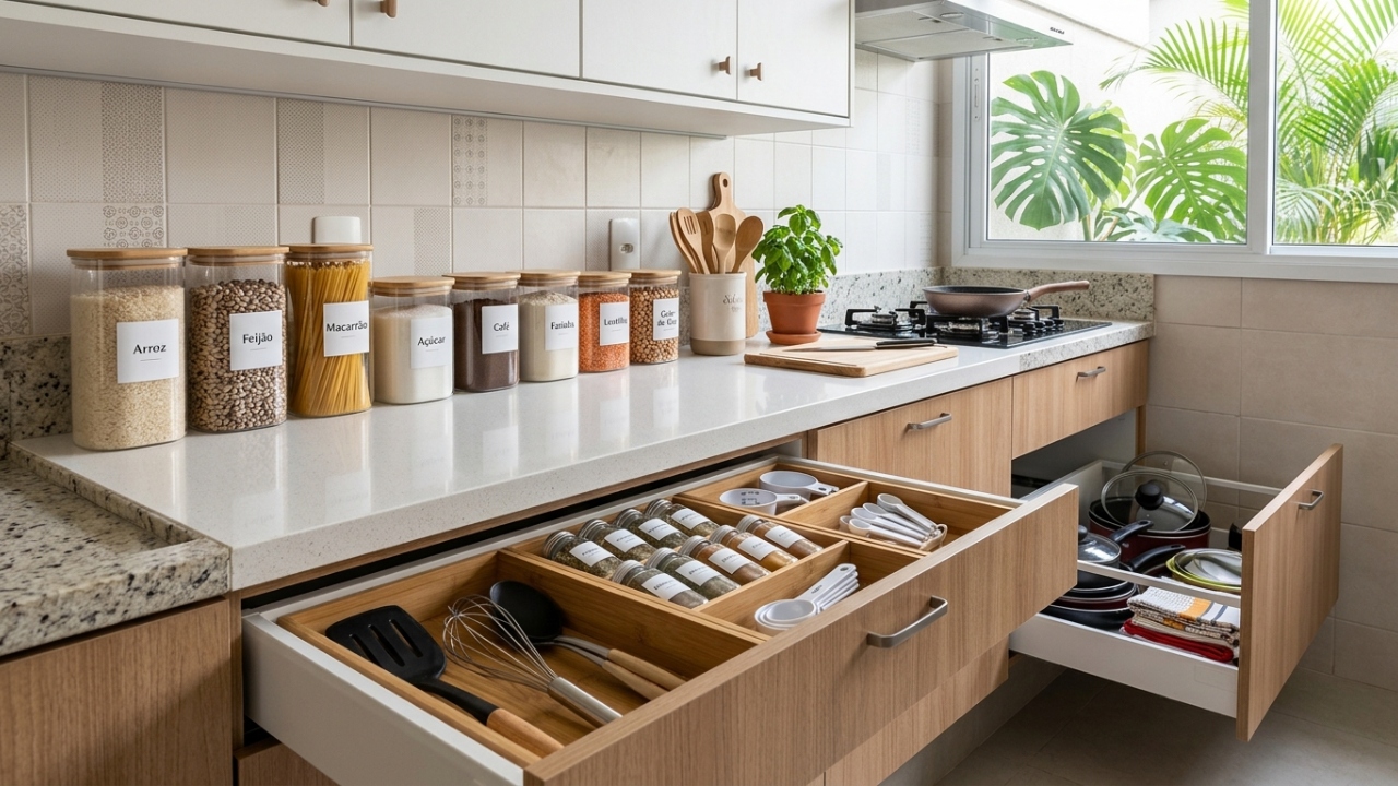 Como Organizar Uma Cozinha Pequena: 7 Produtos Que Fazem Diferença
